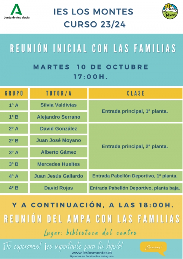 Reunión inicial con las familias